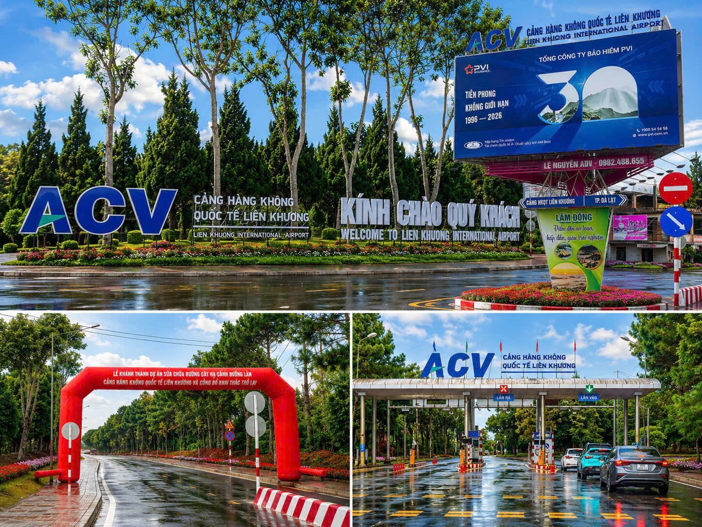 Cổng hàng không quốc tế Liên Khương và lễ khánh thành đường cất hạ cánh Bảng hiệu ACV Cảng hàng không quốc tế Liên Khương và cổng chào mừng lễ khánh thành