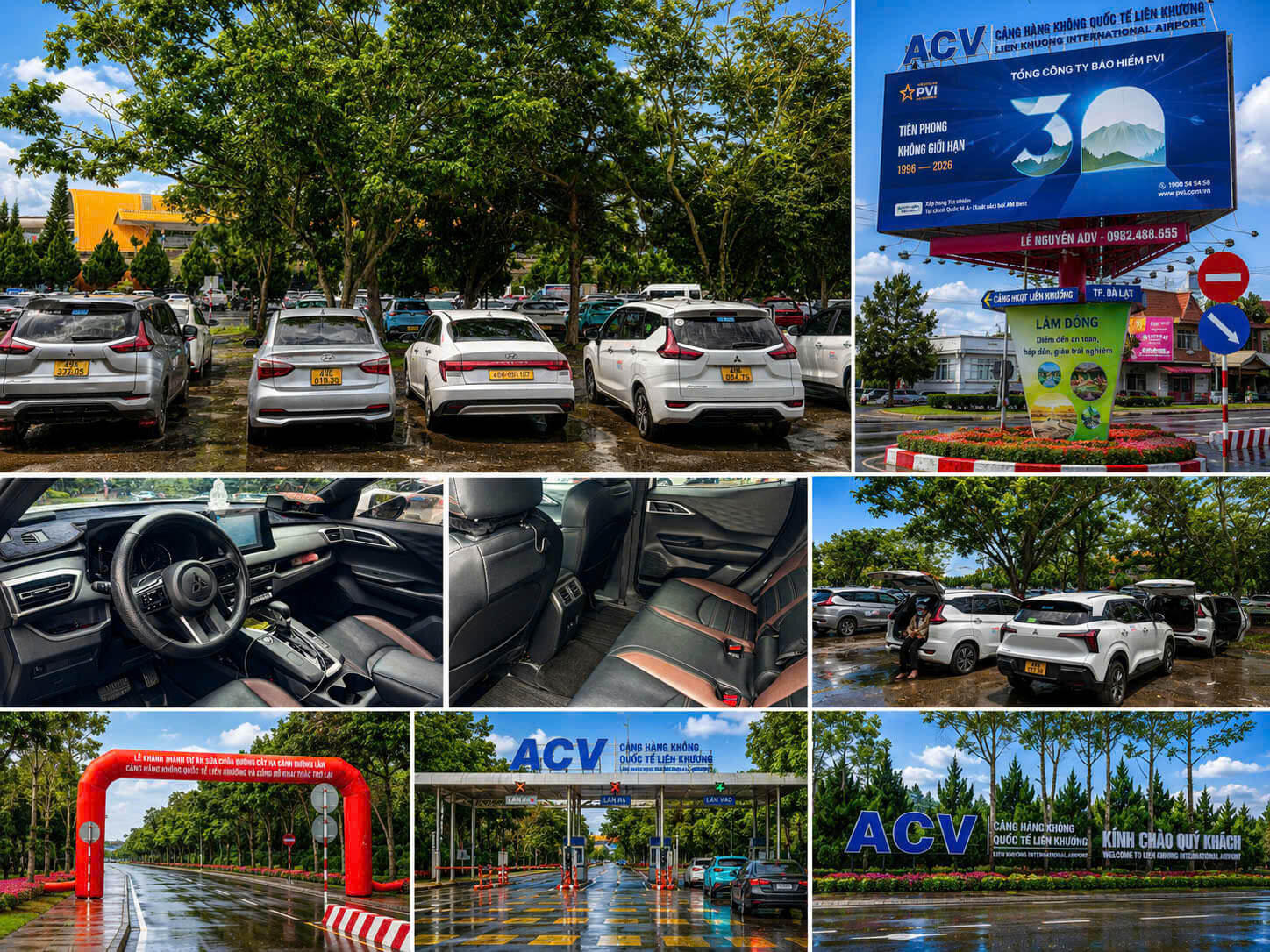 Taxi Sân Bay Liên Khương – Đã Mở Cửa Trở Lại 19/08/2026 | Taxi Đức Trọng Đà Lạt Nhiều xe taxi Đức Trọng đậu tại bãi đỗ gần sân bay Liên Khương, nội thất xe sạch sẽ