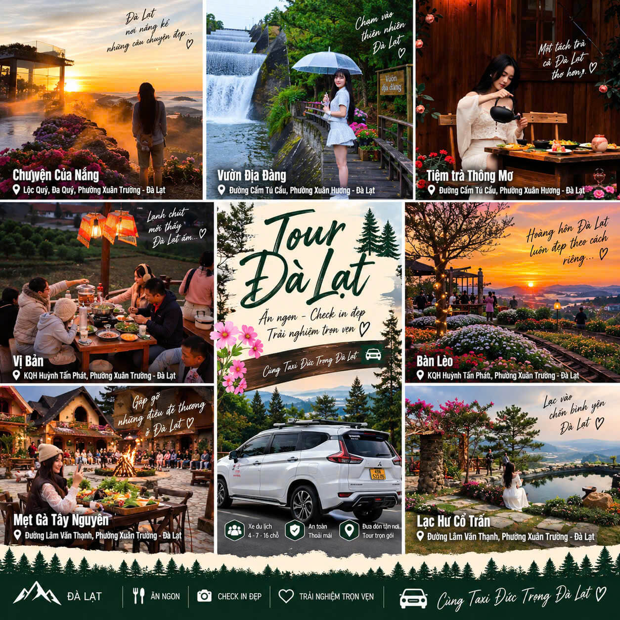 Đón Sân Bay Liên Khương Ghép Tour Đà Lạt Trong Ngày Tour Đà Lạt tự chọn địa điểm check-in cùng Taxi Đức Trọng Đà Lạt