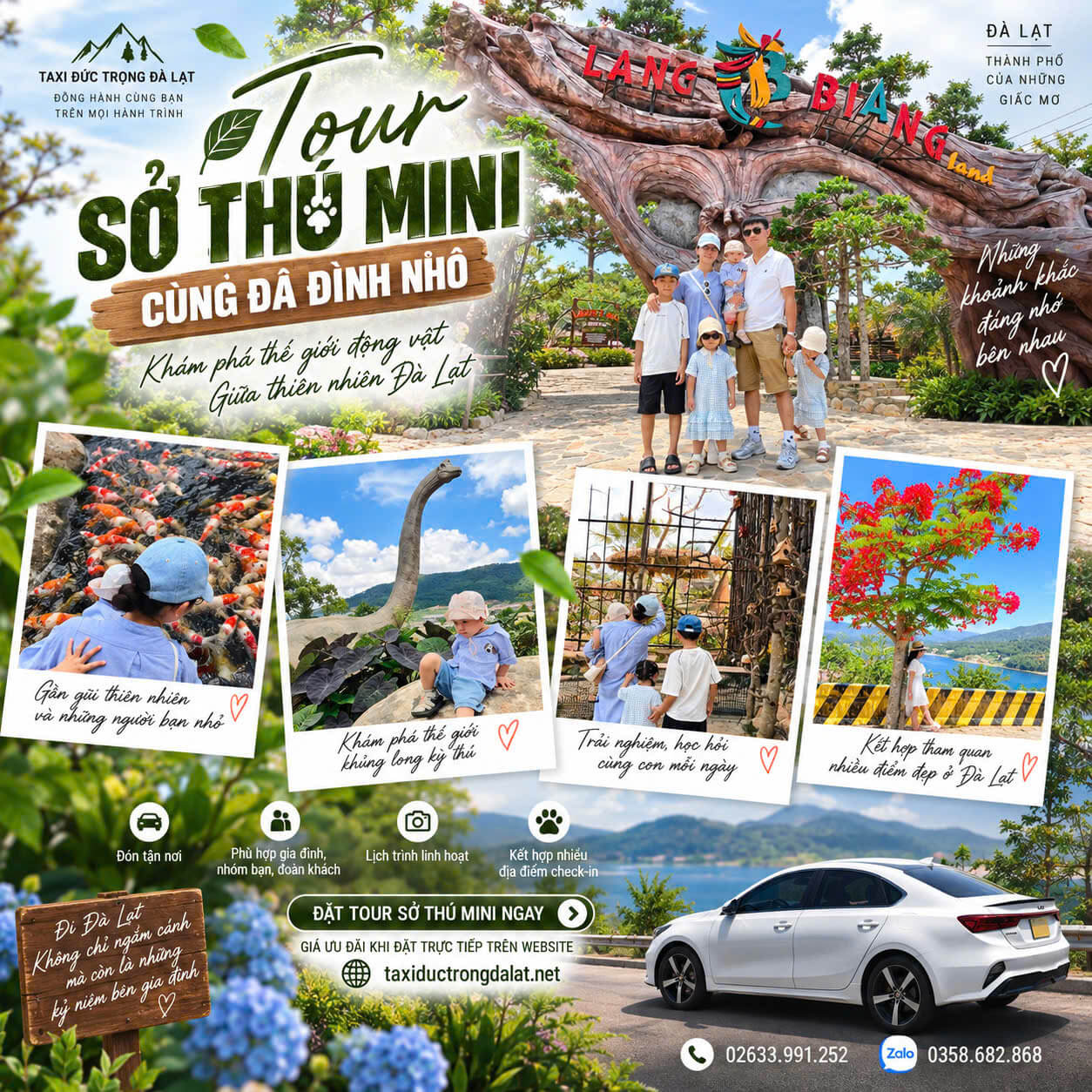 Đón Sân Bay Liên Khương Ghép Tour Đà Lạt Trong Ngày Tour sở thú mini Zoodoo Langbiang Đà Lạt cho gia đình cùng Taxi Đức Trọng