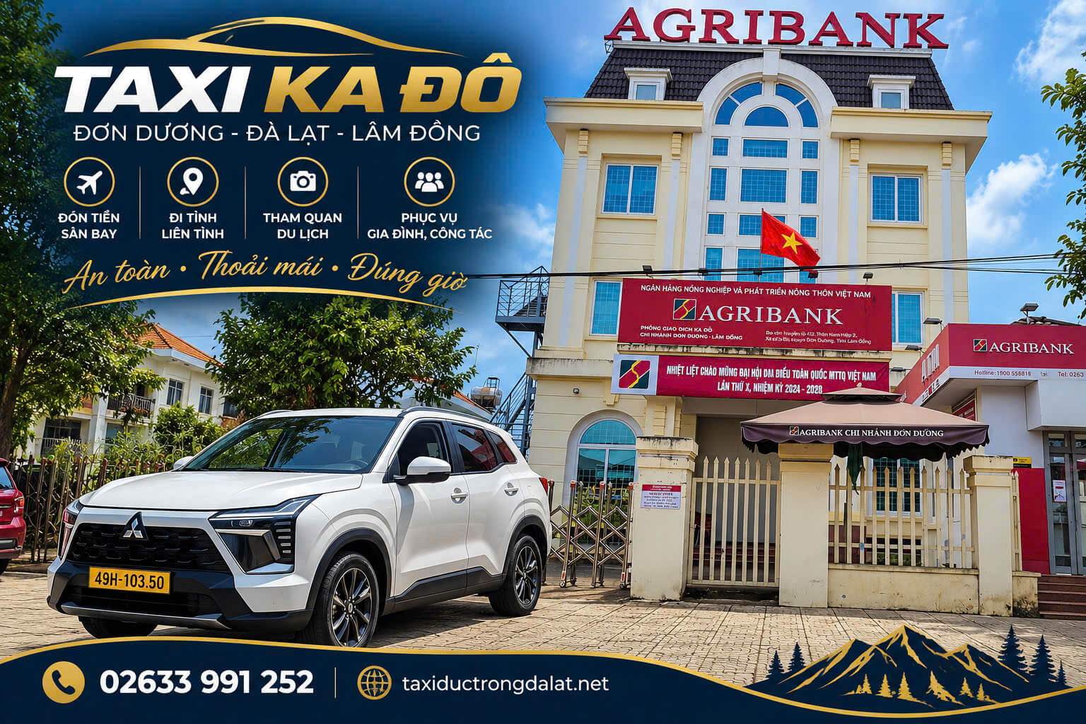 Taxi Đơn Dương: Tài Xế Ở Từng Xã Thạnh Mỹ, Ka Đô, Quảng Lập, D'Ran – Gọi 24/7 Xe taxi Mitsubishi Xforce trước ngân hàng Agribank gần chợ Ka Đô