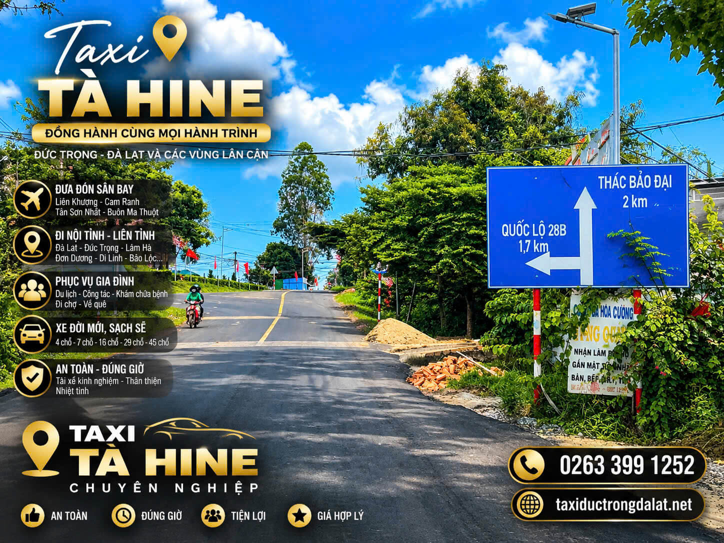 Taxi Đà Loan – Tà Hine – Ninh Loan: Đón Tận Thôn 24/7, Gọi 02633 991 252 Biển chỉ đường Thác Bảo Đại 2 km và Quốc lộ 28B 1,7 km ở xã Tà Hine