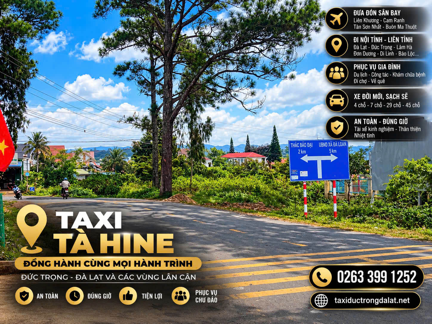 Taxi Đà Loan – Tà Hine – Ninh Loan: Đón Tận Thôn 24/7, Gọi 02633 991 252 Biển chỉ đường Thác Bảo Đại 2 km và UBND xã Đà Loan 5 km