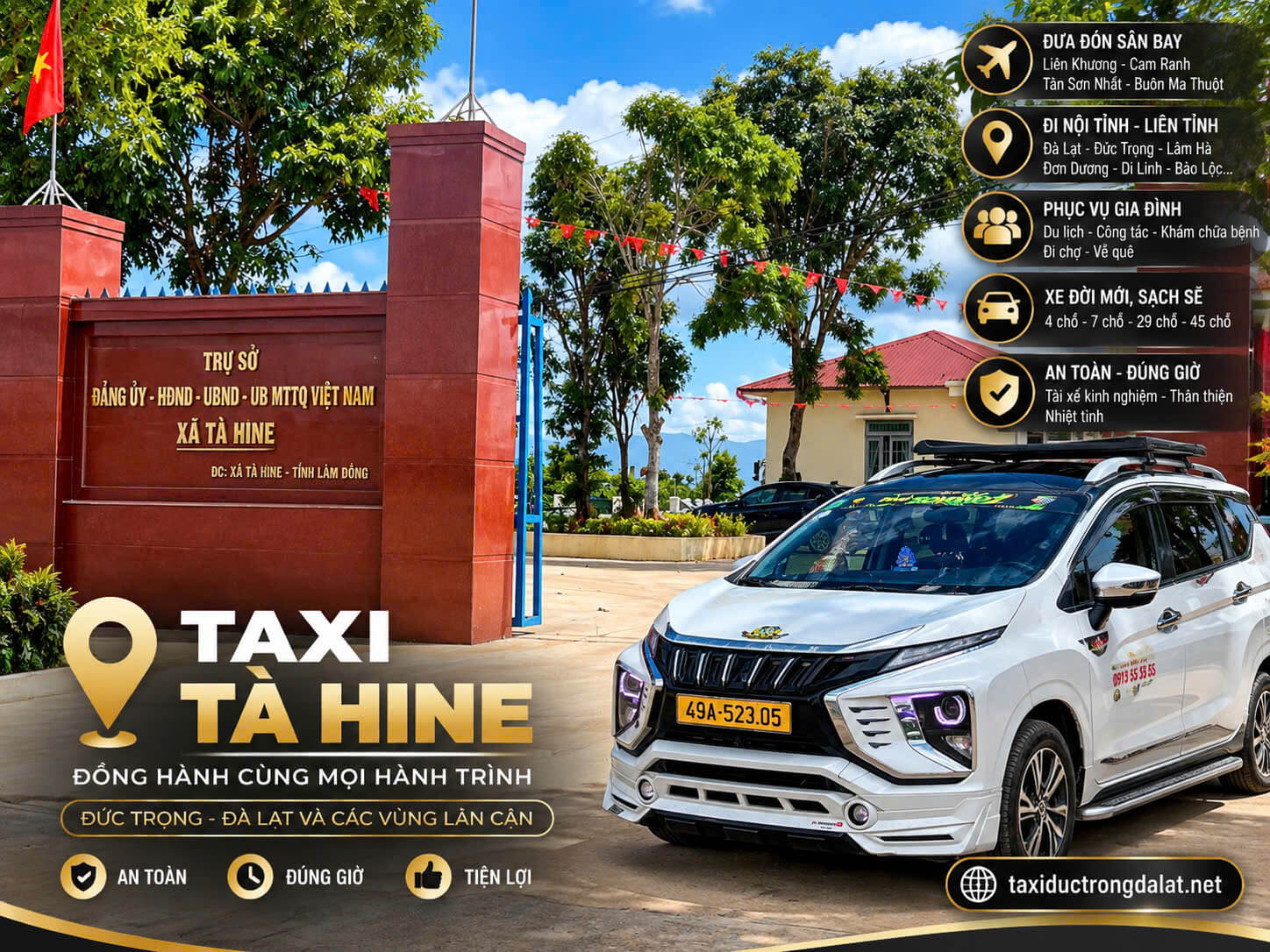Taxi Đà Loan – Tà Hine – Ninh Loan: Đón Tận Thôn 24/7, Gọi 02633 991 252 Taxi đỗ trước trụ sở Đảng ủy – HĐND – UBND – MTTQ xã Tà Hine
