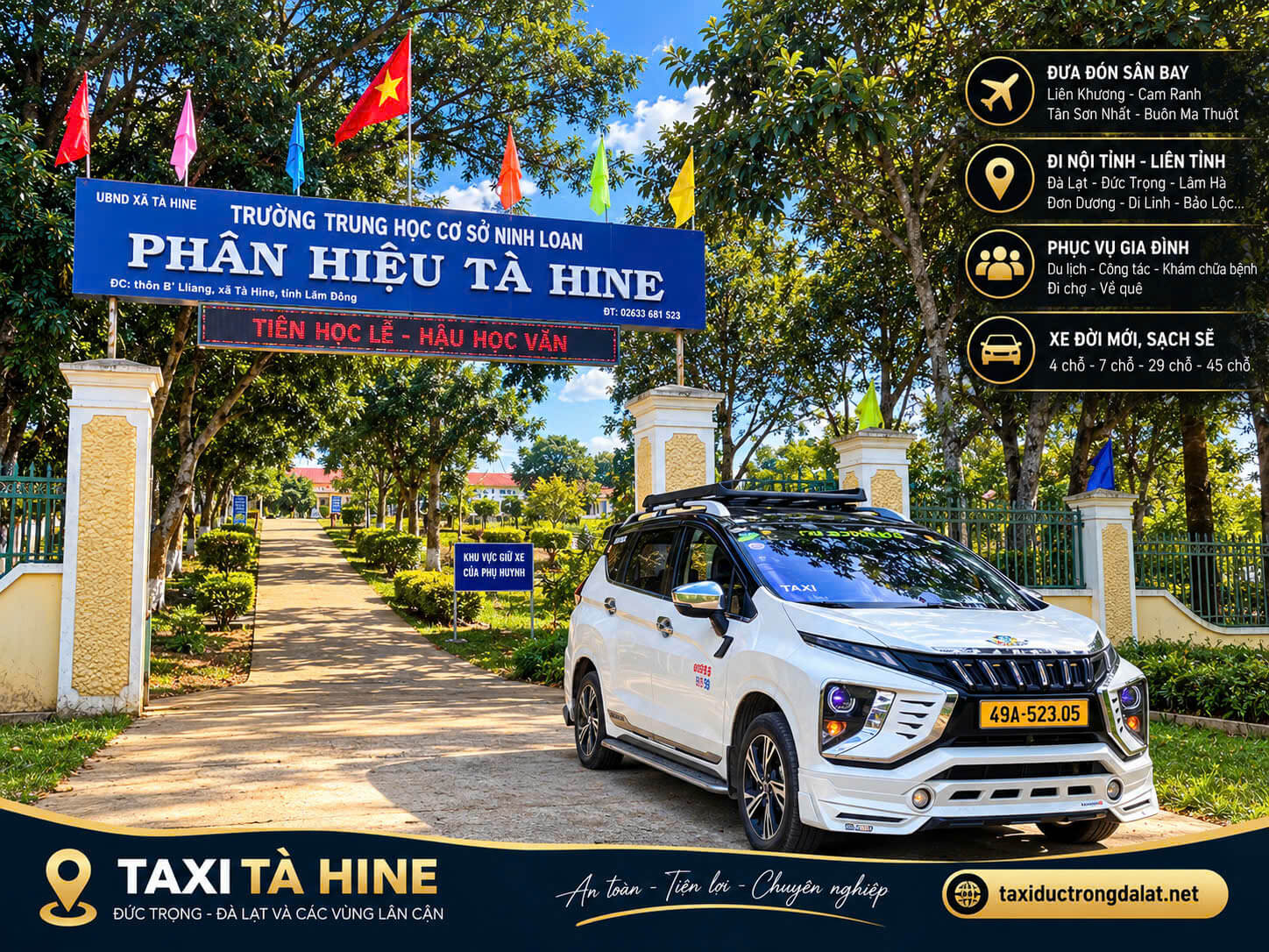 Taxi Đà Loan – Tà Hine – Ninh Loan: Đón Tận Thôn 24/7, Gọi 02633 991 252 Taxi trước Trường THCS Ninh Loan, phân hiệu Tà Hine