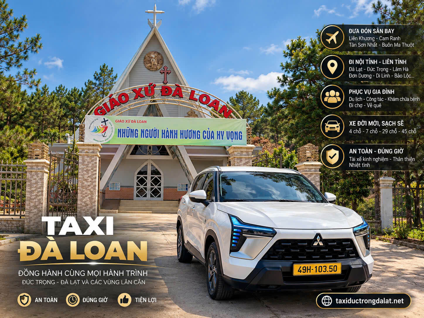 Taxi Đà Loan – Tà Hine – Ninh Loan: Đón Tận Thôn 24/7, Gọi 02633 991 252 Taxi trước Giáo xứ Đà Loan, xã Tà Hine