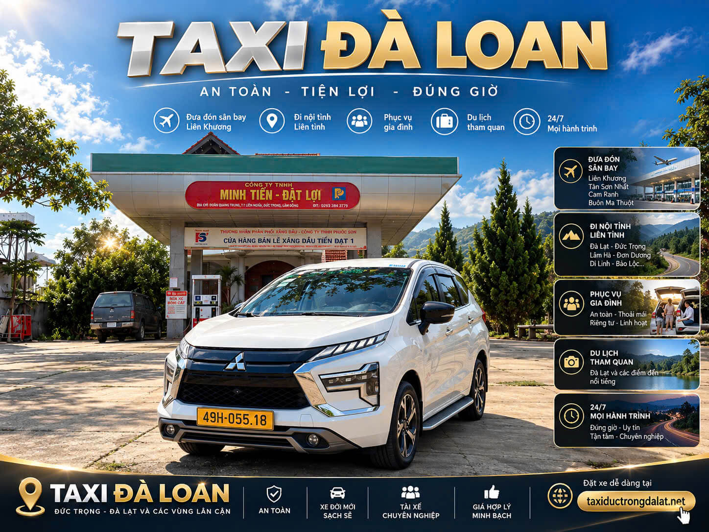 Taxi Đà Loan – Tà Hine – Ninh Loan: Đón Tận Thôn 24/7, Gọi 02633 991 252 Taxi Đà Loan đón khách tại cửa hàng xăng dầu trên đường vào Đà Loan