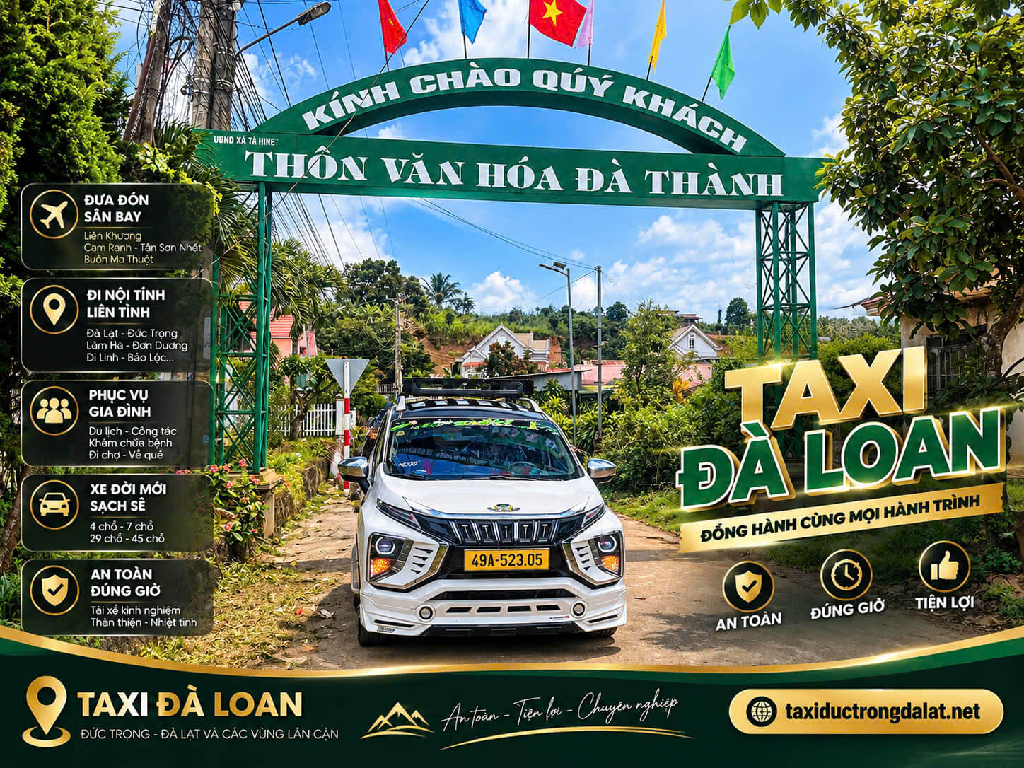 Taxi Đà Loan – Tà Hine – Ninh Loan: Đón Tận Thôn 24/7, Gọi 02633 991 252 Taxi dưới cổng thôn văn hóa Đà Thành, khu Đà Loan