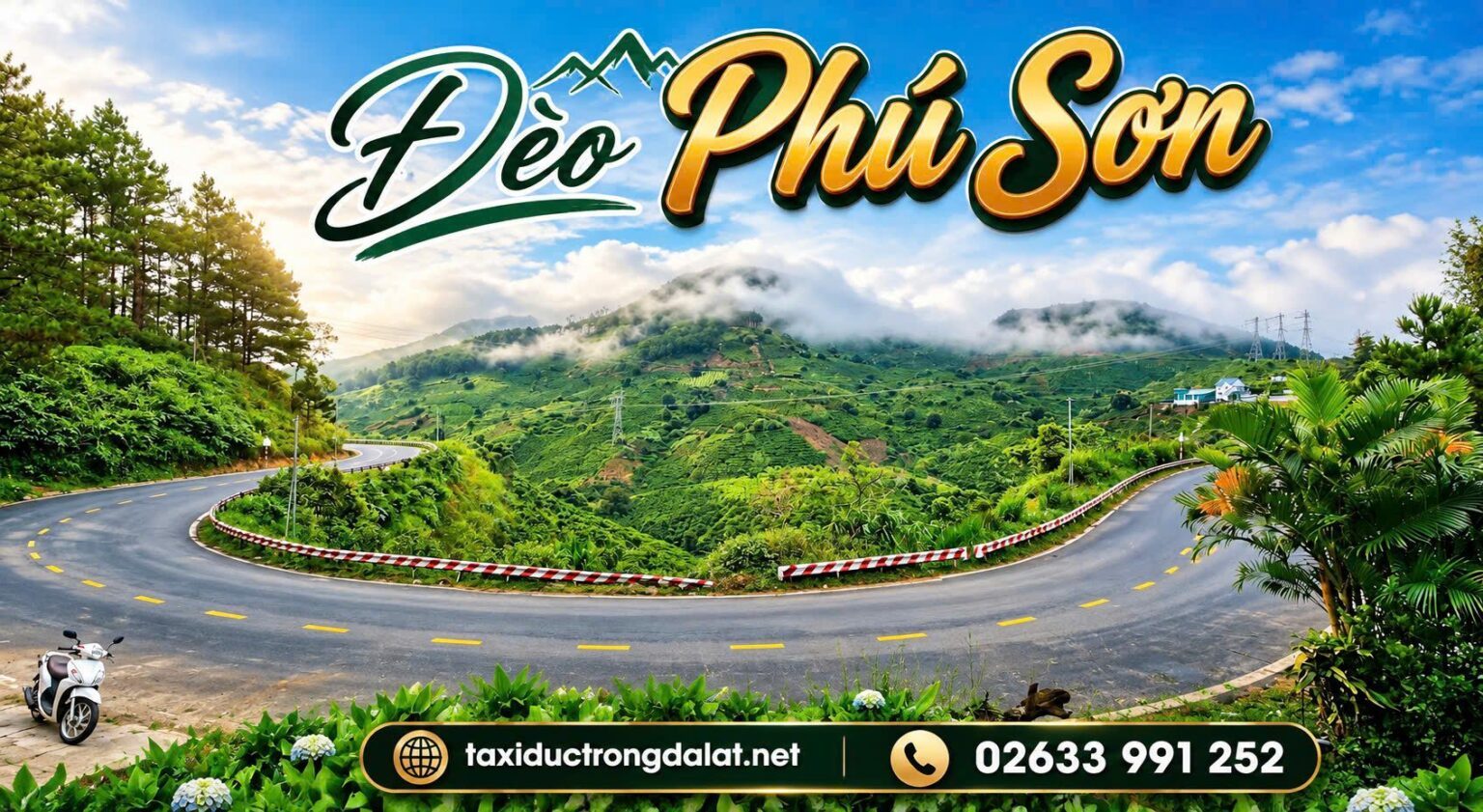 Đèo Phú Sơn trên QL27, đoạn đường cua giữa đồi núi – cung đường của Taxi Phú Sơn Lâm Hà